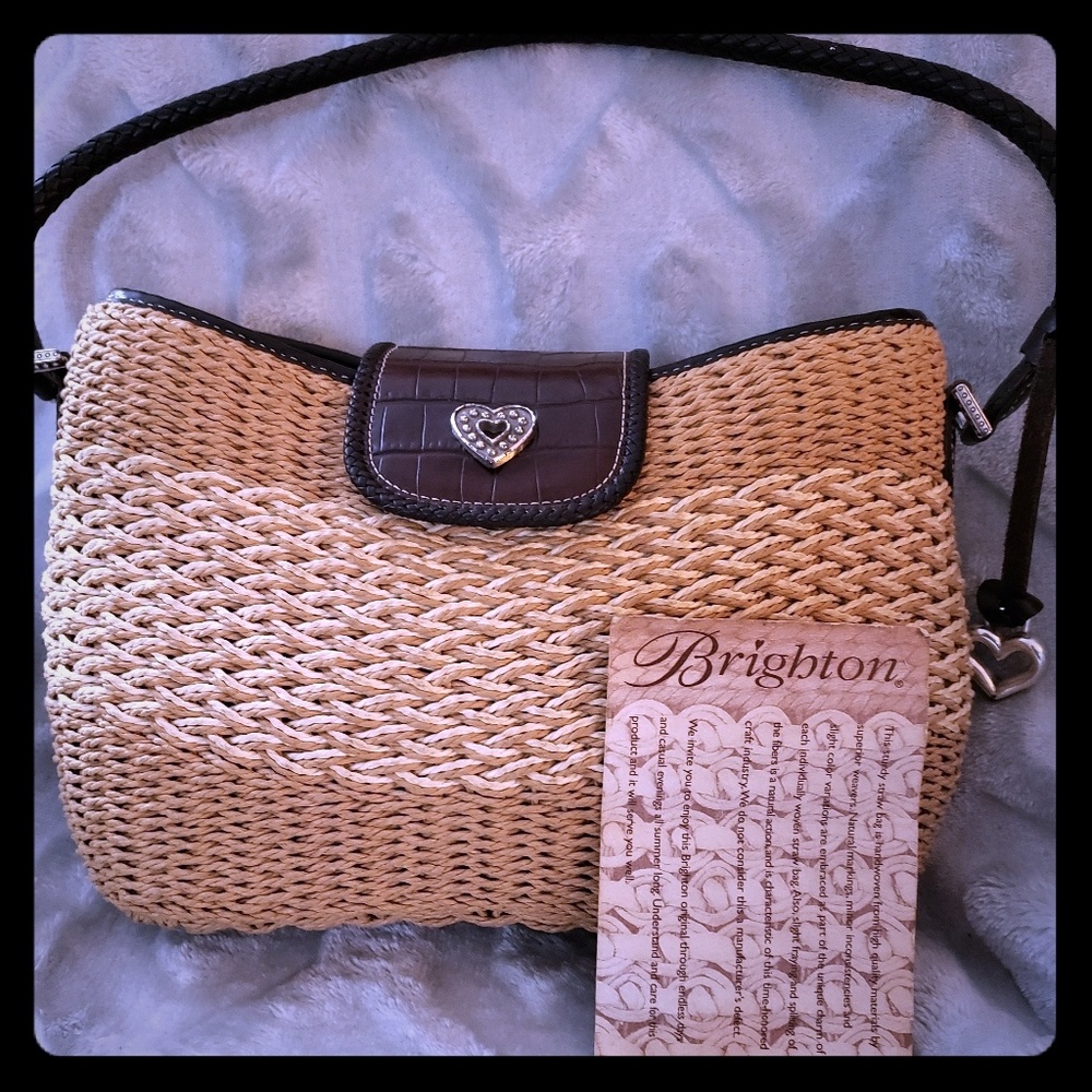 Brighton straw bag with leather trim